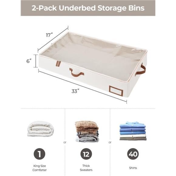 Underbed Storage Box, Under Bed Clothes Organizer With Sturdy Structure - Picture 2 of 8